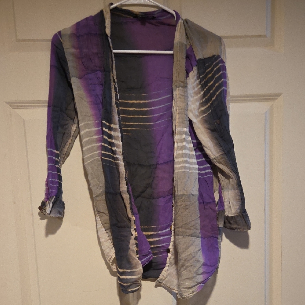 Purple and Gray Women's Top